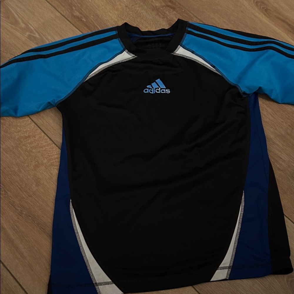 Adidas Black and Blue Sports Tee